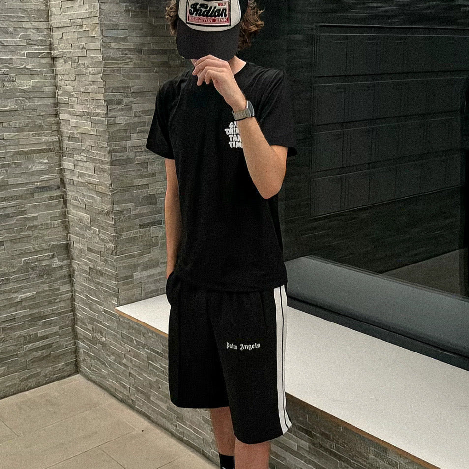 Palm Black Logo Shorts